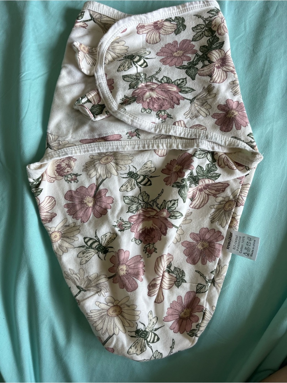 Floral Bee Swaddle Sack for Kids - Pink/Cream